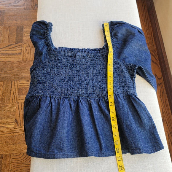 New! J. Crew sz XL X-Large Denim Chambray Smocked Puff Long Sleeve Top NWT - Picture 9 of 13